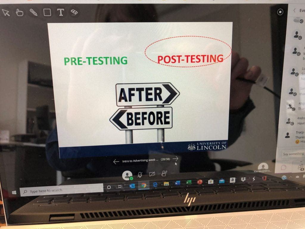 Screen shot of a computer screen running a presentation through Collaborate ultra